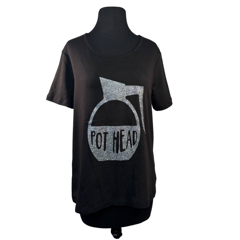 White Stag Womens Size Large Pot Head Graphic Tshirt Black
